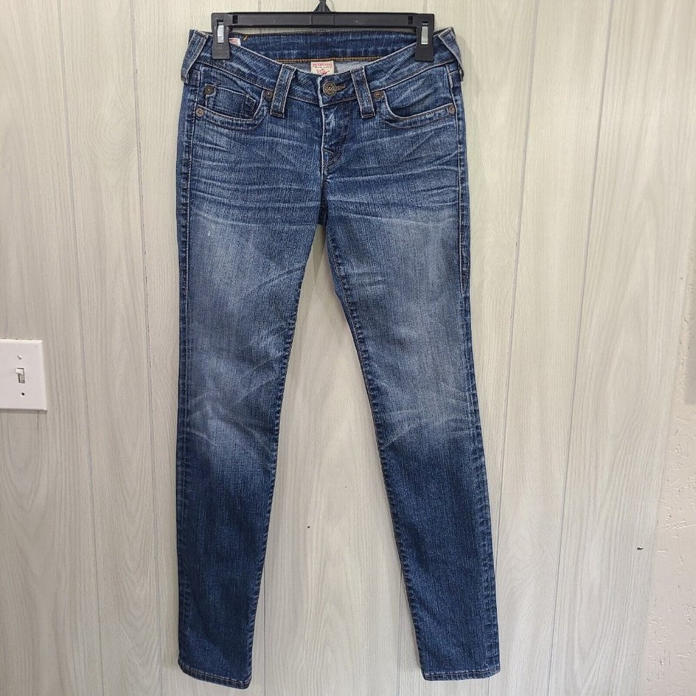 True Religion Stella BIG T Stretch Stitched Denim Jeans Womens 27 Made In USA